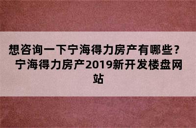 想咨询一下宁海得力房产有哪些？ 宁海得力房产2019新开发楼盘网站